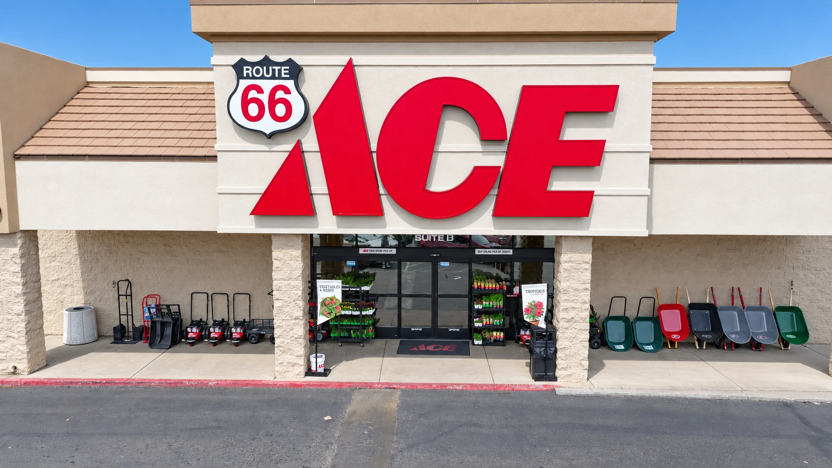 Route 66 Ace Hardware storefront in Los Lunas, NM